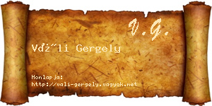 Váli Gergely névjegykártya